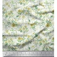 thumbnail image 1 of Soimoi Yellow Poly Georgette Fabric Leaves & Floral Print Sewing Fabric BTY 52 Inch Wide, 1 of 3