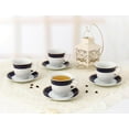 thumbnail image 2 of Set of 4 Colorful Porcelain Tea-Coffee Cups and Saucers Set - 8 oz, Blue and Gold, 2 of 5