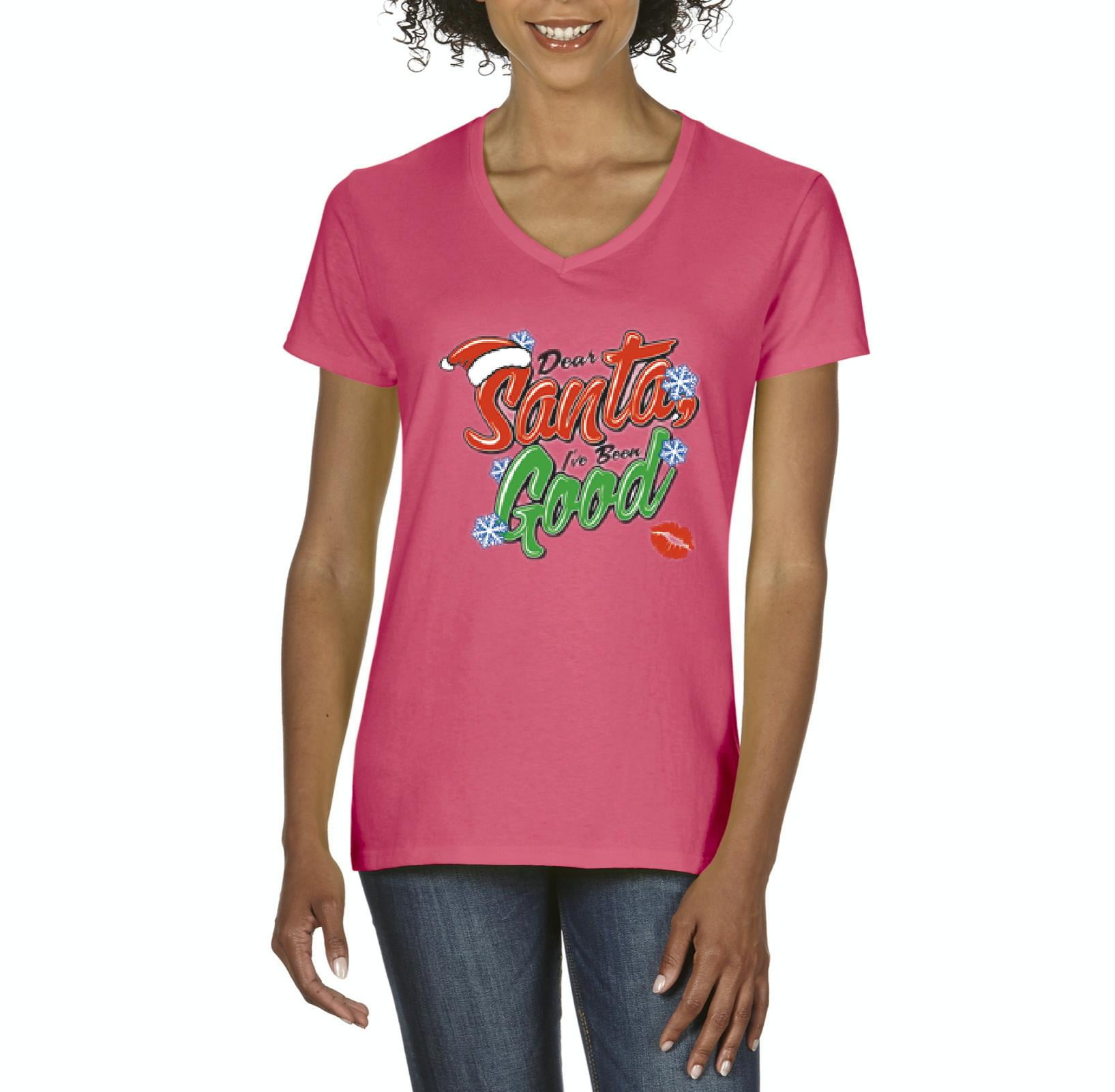 Womens Christmas Dear Santa V-Neck T 