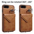 thumbnail image 3 of Allytech iPhone 7 Plus/8 Plus Case with Ring Holder & Shoulder Strap, Retro PU Leather Cards Slots Kickstand Detachable Lanyard Shockproof Wallet Case Cover for Apple iPhone 7 Plus/8 Plus - Brown, 3 of 14
