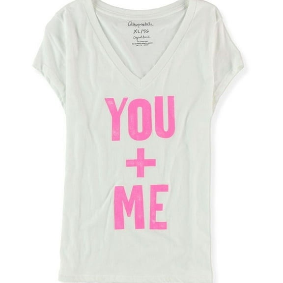 Aeropostale Womens You Me Graphic T-Shirt, White, Juniors, Small