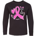 thumbnail image 3 of Inktastic Love, Care, Cure Breast Cancer Awareness Pink Ribbon Long Sleeve Youth T-Shirt, 3 of 5