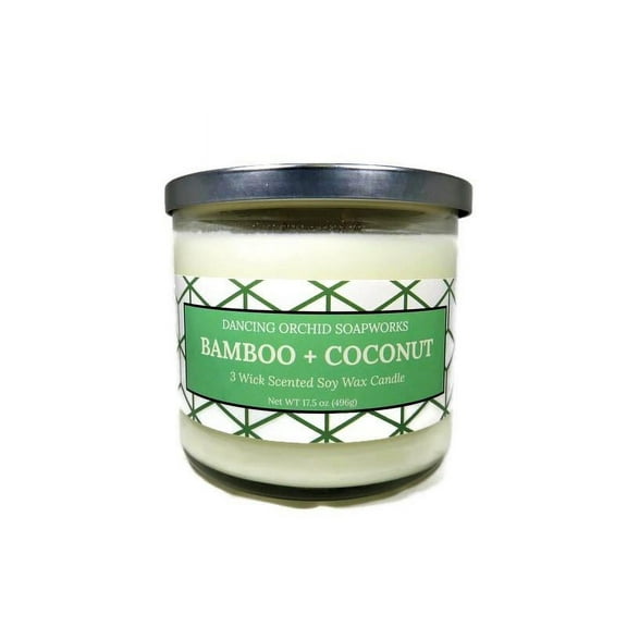 Bamboo And Coconut Scented 3 Wick Soy Wax Candle