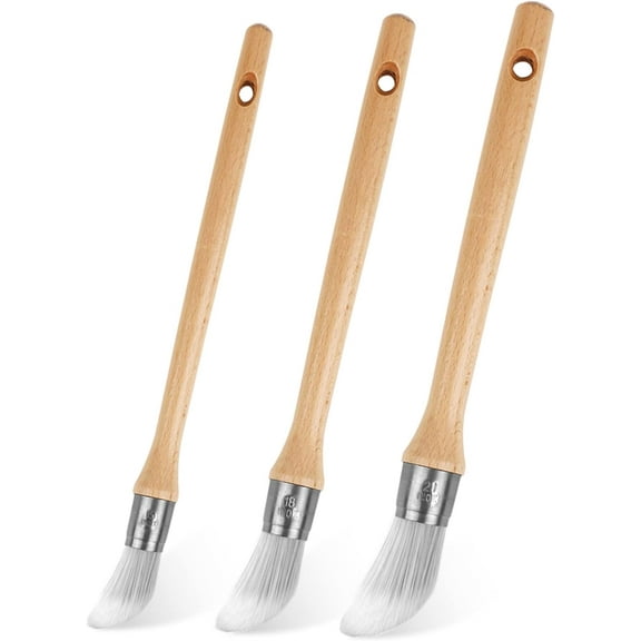 Trim Paint Brush,11" Long Handle Edge Painting Tool Kit,Round Trim Brushes for Corner,Touch UPs,Artwork,House Wall Edges 3-Pack Small