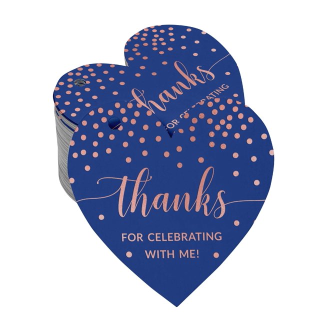 Inkdotpot Pack Of 100 Real Rose Gold Foil Paper Tags Thanks For Celebrating With Me Birthday Favor Hang Tags