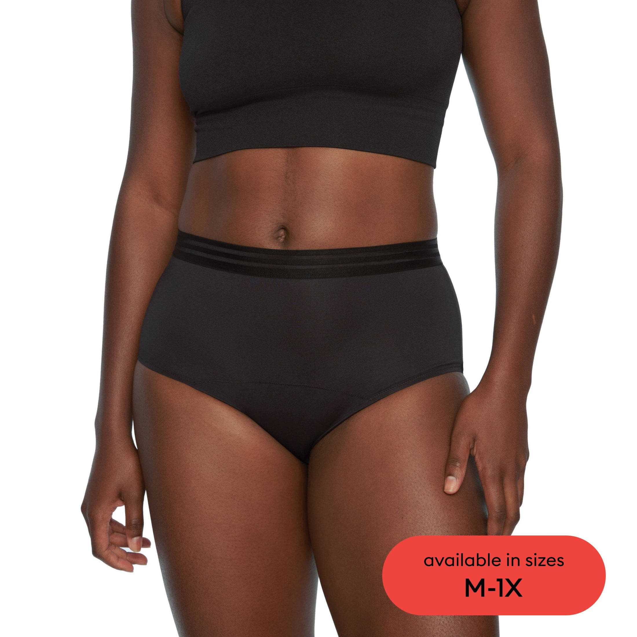 (2 pack) Thinx For All Leaks Period Underwear for Women, Black, L