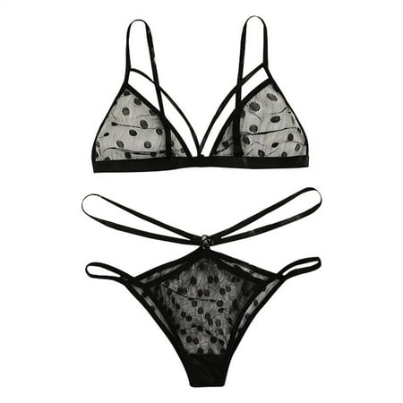 

TAIAOJING Women Exotic Lingerie Set Wave Point The PolyesterFor DressingOutside Lady Underwear