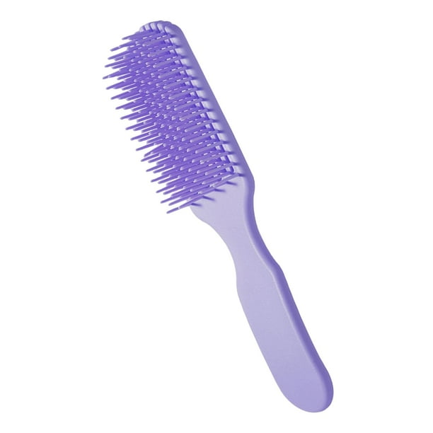 Peine masajeador para peluquería, redondo, antinudos, con mango de TPEE, cepillo desenredante. Violeta