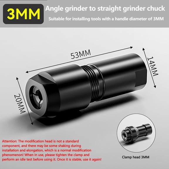 Angle Grinder Conversion Attachment 3mm 6mm Chuck Adapter Multi-Functional Accessory for Grinding Polishing Cutting Sanding Wood Metal DIY Projects Home Workshop Tool Accessory
