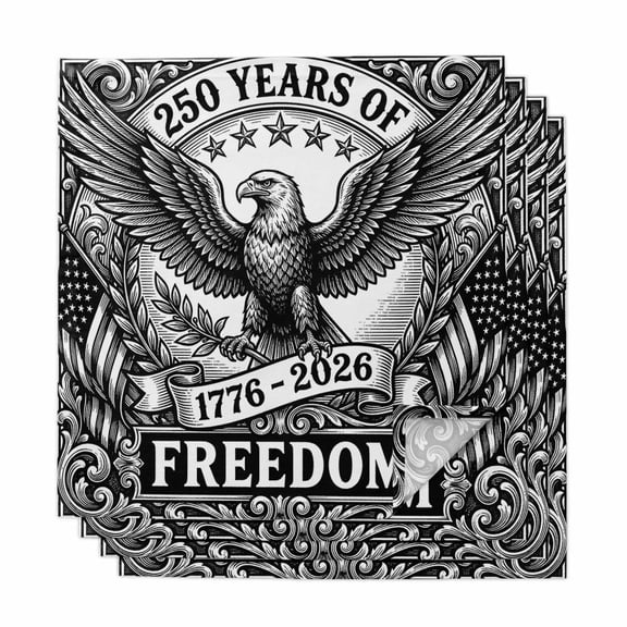 250 Years Anniversary Cloth Napkins, American 1776-2026 Eagle Flag Washable and Reusable Dinner Napkins Set of 4, Table Napkin for Kitchen Party Birthday Wedding Hotel Housewarming 20"x20"