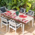 thumbnail image 2 of Pink Valentine's Day Table Cloths for 3 Foot Rectangle Tables, Love Heart Romantic Roses Gnomes Truck Patio Waterproof Elastic Fitted Tablecloths, Washable Rectangular Table Cover for Camping, 2 of 8