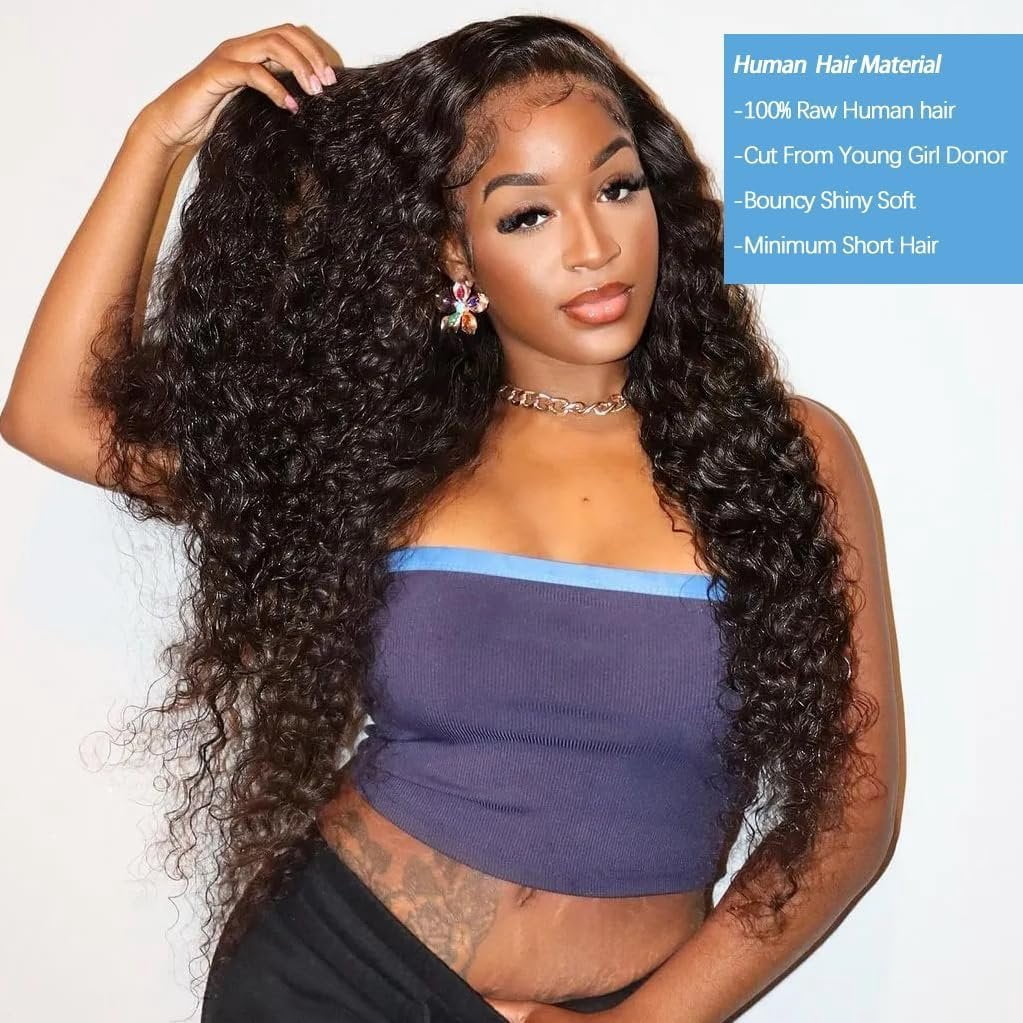 Curly Human Hair  Burmese Curly  Human Hair  Unprocessed Wet And Wavy 3 (16 18 20 Inch)with Spiral End 14A Water Wave Bundle Quick Weave Hair for Women  Black