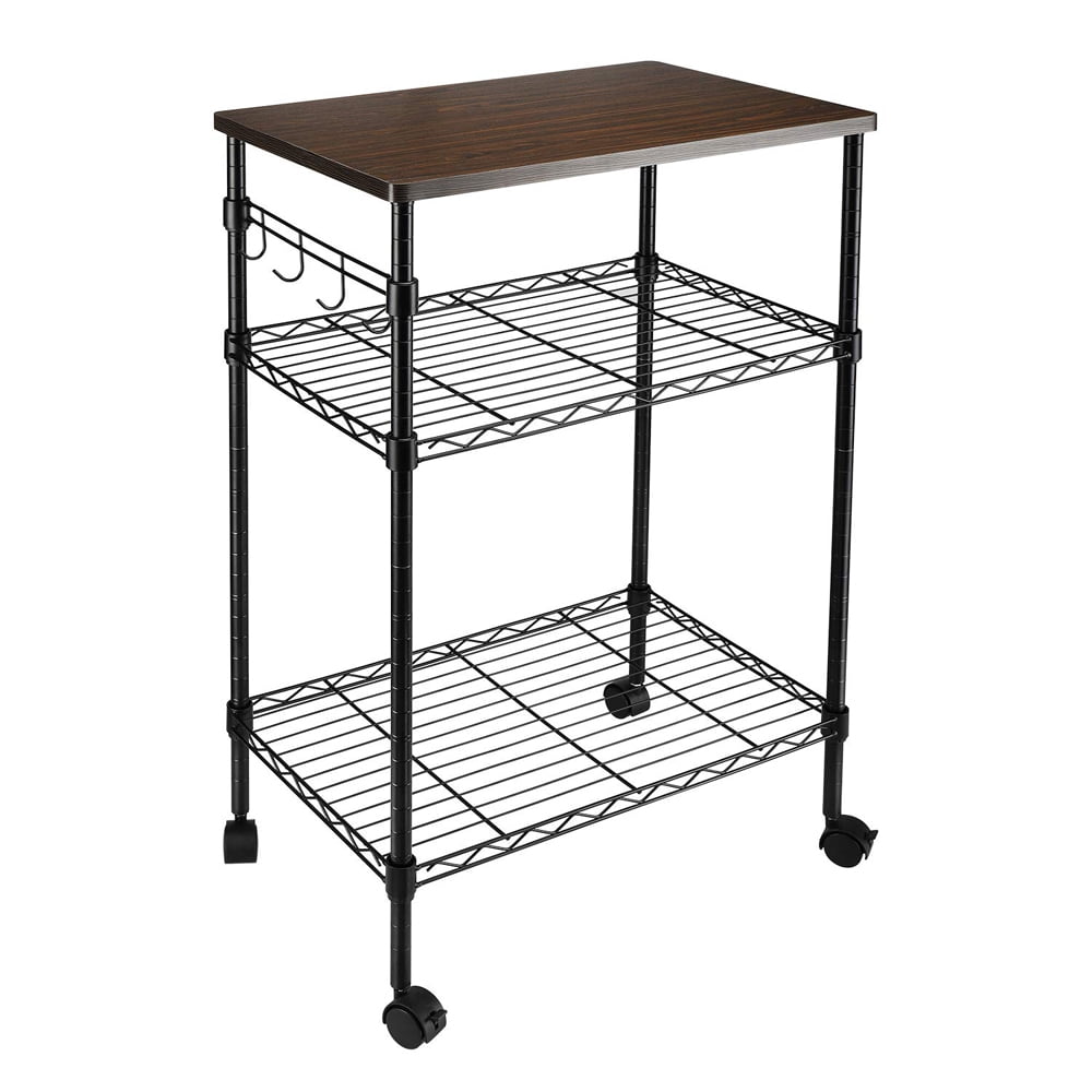 Kepooman 3 Tiers Rolling Cart, Kitchen Island for Home, Kitchen Utility Cart with Wheels, Movable Widen Rolling Storage Cart, Black Kepooman 3 Tiers Rolling Cart, Kitchen Island for Home, Kitchen Utility Cart with Wheels, Movable Widen Rolling Storage Cart, Black