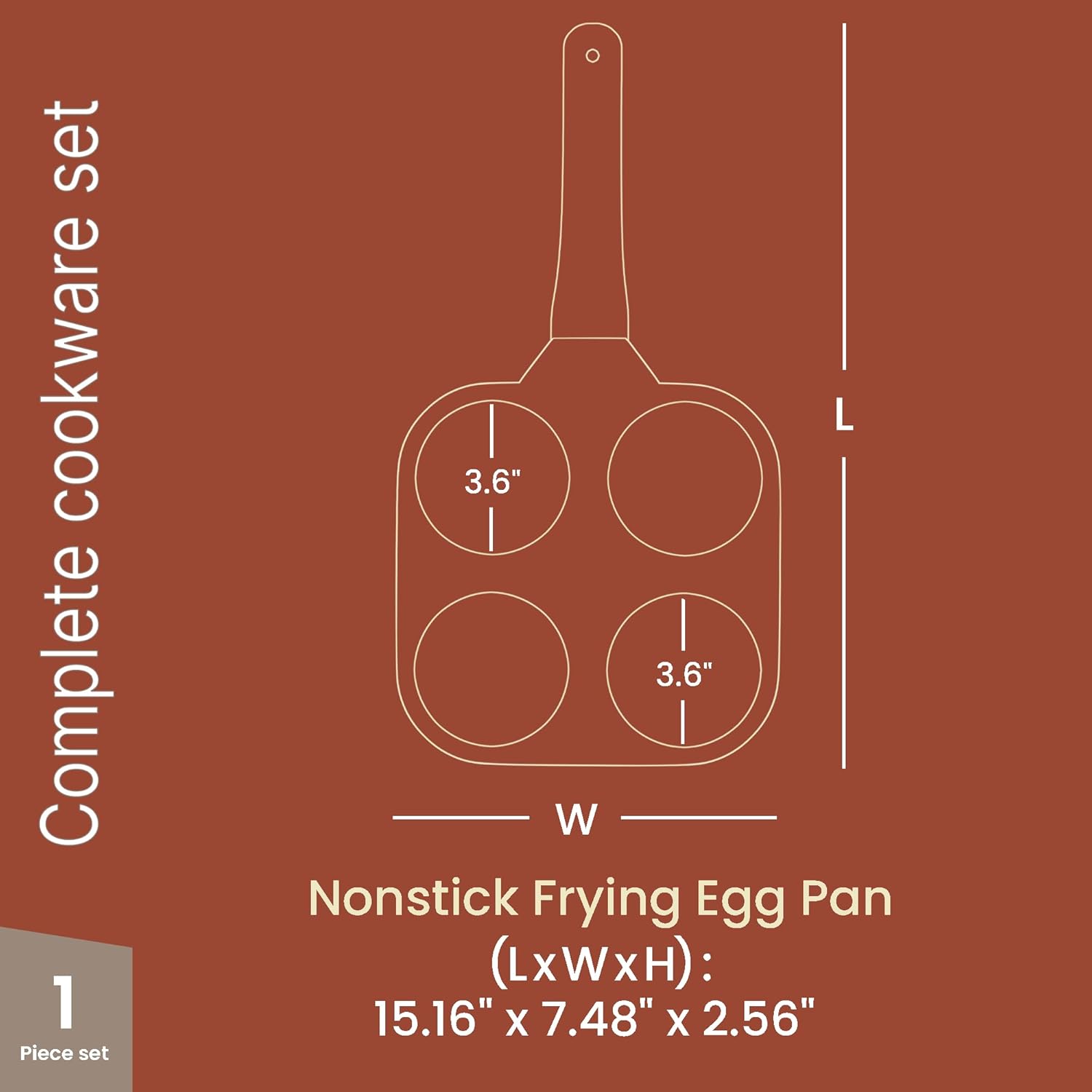 BAKKENMASTER 4-Cup Nonstick Granite Egg Frying Pan, 500F Stove-Safe, White Marble