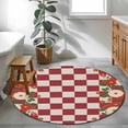 thumbnail image 4 of Area Rug 36in, Retro Japanese Flowers Floor Carpet Living Room Rug, Classic Red White Plaid Non-Slip Welcome Mat Indoor Rugs for Bedroom Dining Room, 4 of 9
