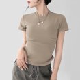 thumbnail image 6 of yillto Short Sleeve Crop Tops for Women Trendy Cotton Slim Tees Basic Crew Neck Tshirts Summer Causal Shirts, 6 of 7