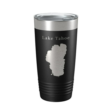 

Lake Tahoe Map Tumbler Travel Mug Insulated Laser Engraved Coffee Cup California Nevada 20 oz Black