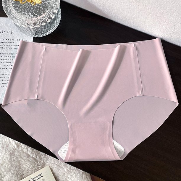 Ropa interior de seda de hielo de color sólido sin costuras para mujer, bragas de cintura corta transpirables de algodón puro fino de verano para niña