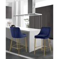 thumbnail image 2 of Homestock Rustic Refinement Modern, Contemporary Velvet Upholstered Counter Stool with Polished Metal Legs and Foot Rest, Set of 2, Ideal for Bar and Pub Height Tables, 21.5"D x 17"W x 38"H-Color:Navy, 2 of 8