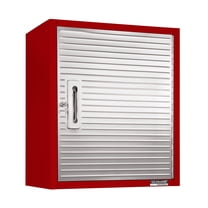 Seville Classics UltraHD® Solid Steel Lockable Metal Storage Wall Cabinet Organizer, w/ Adjustable Shelf, 24" W x 12" D x 28" H, Red