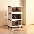 thumbnail image 2 of 28"H Stackable Storage Cabinet with Doors & Wheels, Adjustable 3 Tier Plastic Organizer Bin for Home, Office, Garage Storage, White, 2 of 6