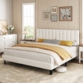 thumbnail image 4 of Velvet Upholstered Bed Frame with Adjustable Tufted Headboard, Platform Design, No Box Spring Required, Easy to Assemble, 4 of 12