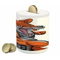 thumbnail image 1 of Fox Piggy Bank, Muscular Fierce Fox Character Intense Sports Animal Mascot Punching Monster, Ceramic Coin Bank Money Box for Cash Saving, 3.6" X 3.2", Orange Grey White, by Ambesonne, 1 of 4