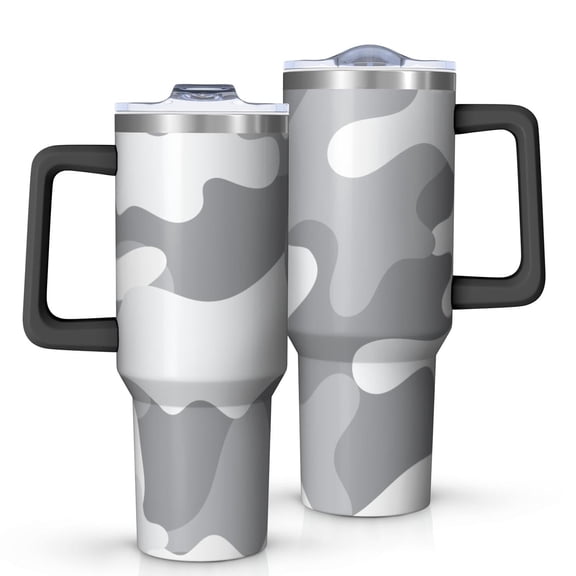 Camouflage 40oz Tumbler– Stainless Steel Insulated Tumbler with Handle and Straw, Large Capacity Travel Cup for Hot & Cold Drinks