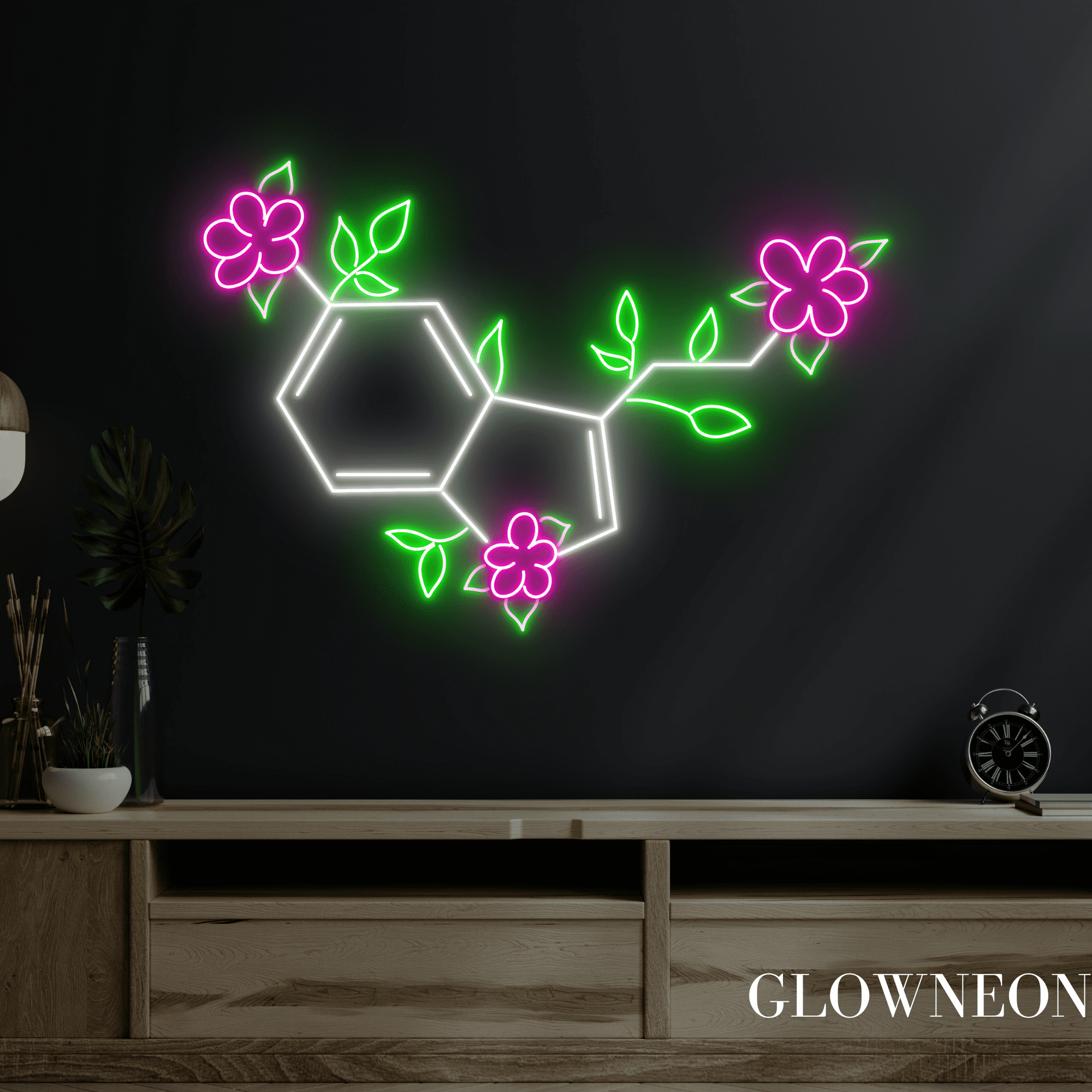 Glowneon Serotonin Hormone Science Laboratory Neon Led Sign, Wall Art