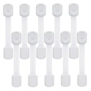 10 Pack Baby Proofing Cabinet Strap Locks - Kids Proof Kit - Child Safety Drawer Cupboard Oven Refrigerator Adhesive Locks - Adjustable Toilets Seat Fridge Latches - No Drilling