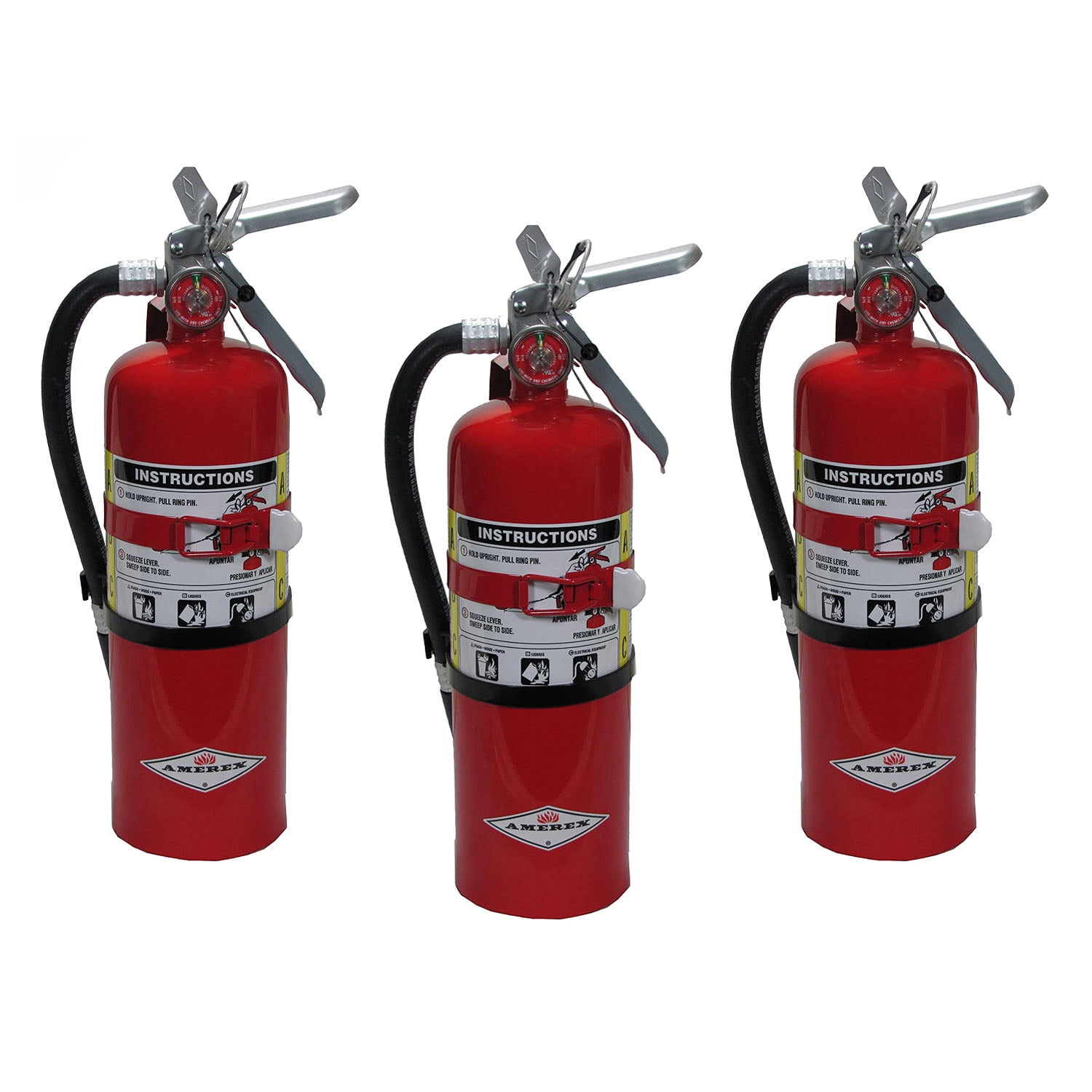 Amerex B402T, 5lb ABC Dry Chemical Class A B C Fire Extinguisher - 3 ...