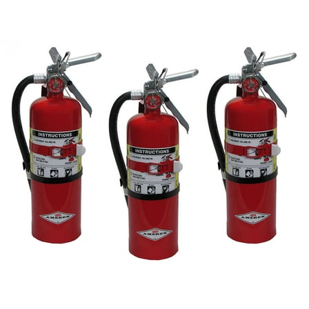 Amerex B402T, 5lb ABC Dry Chemical Fire Extinguisher with Aluminum Valve & Wall Bracket, Pack of 3