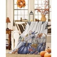 thumbnail image 2 of Thanksgiving Fall Flannel Blanket for Bed,Travel and Camping, Watercolor Purple Pumpkin Leaves Super Soft Cozy Blanket for All Seasons 32"x48", 2 of 6