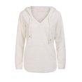 thumbnail image 4 of HAPIMO Rollbacks Sweatshirt for Women Mohair Fuzzy Drawstring Pullover Tops Solid Color Long Sleeve Relaxed Fit Womens Hoodie Sweatshirt Teen Girls Clothes White XXXL, 4 of 9