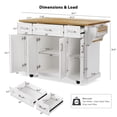 thumbnail image 3 of Chords Attic 54-inch Large Kitchen Island with Rubber Wood Drop Leaf, Rolling Kitchen Cart on 4 Wheels with 4 Doors and 3 Drawers for Dining Room, 3 of 11