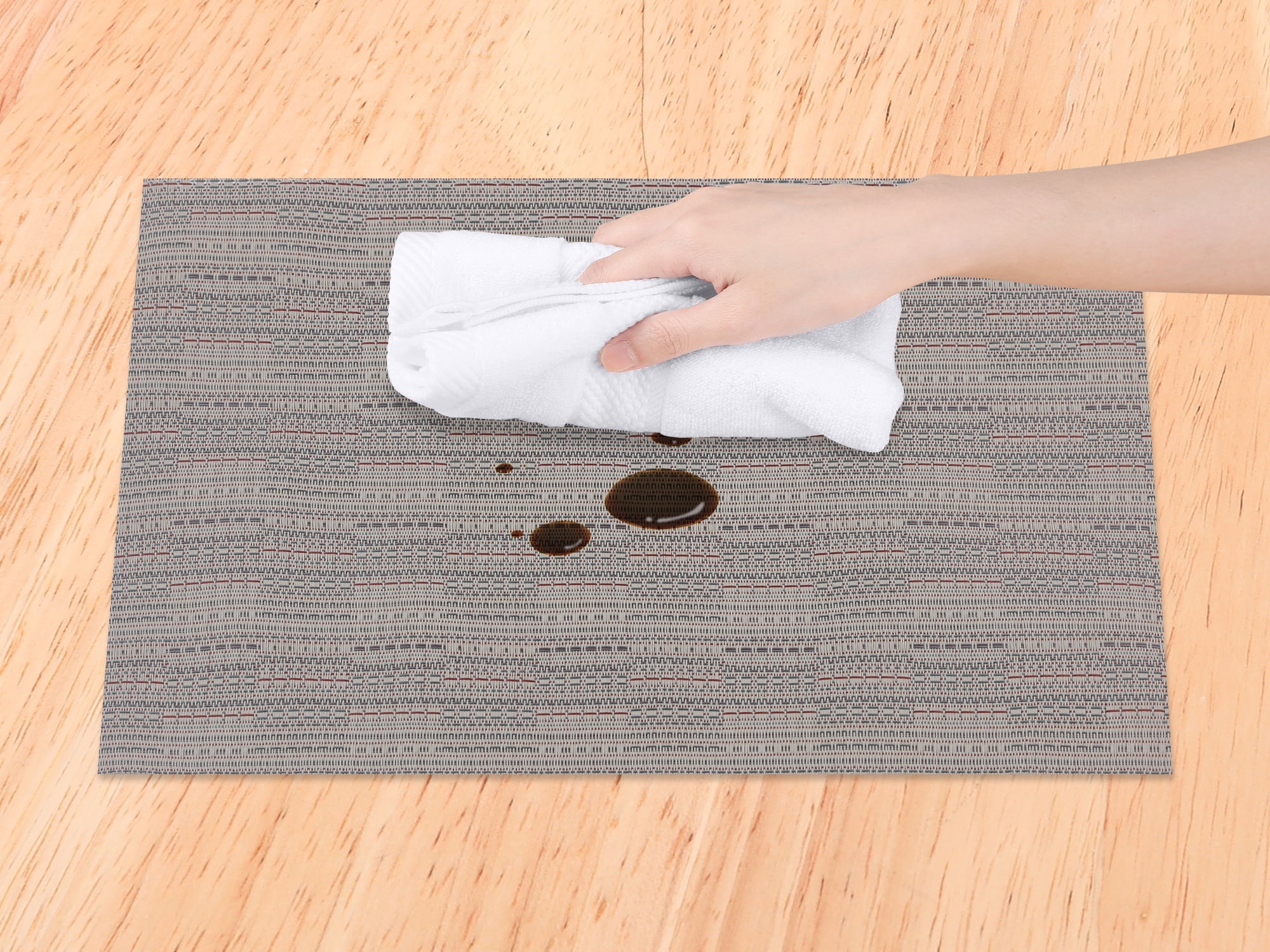 Unique Bargains Polyvinyl Chloride Placemats for Kitchen Heat Resistant Gray