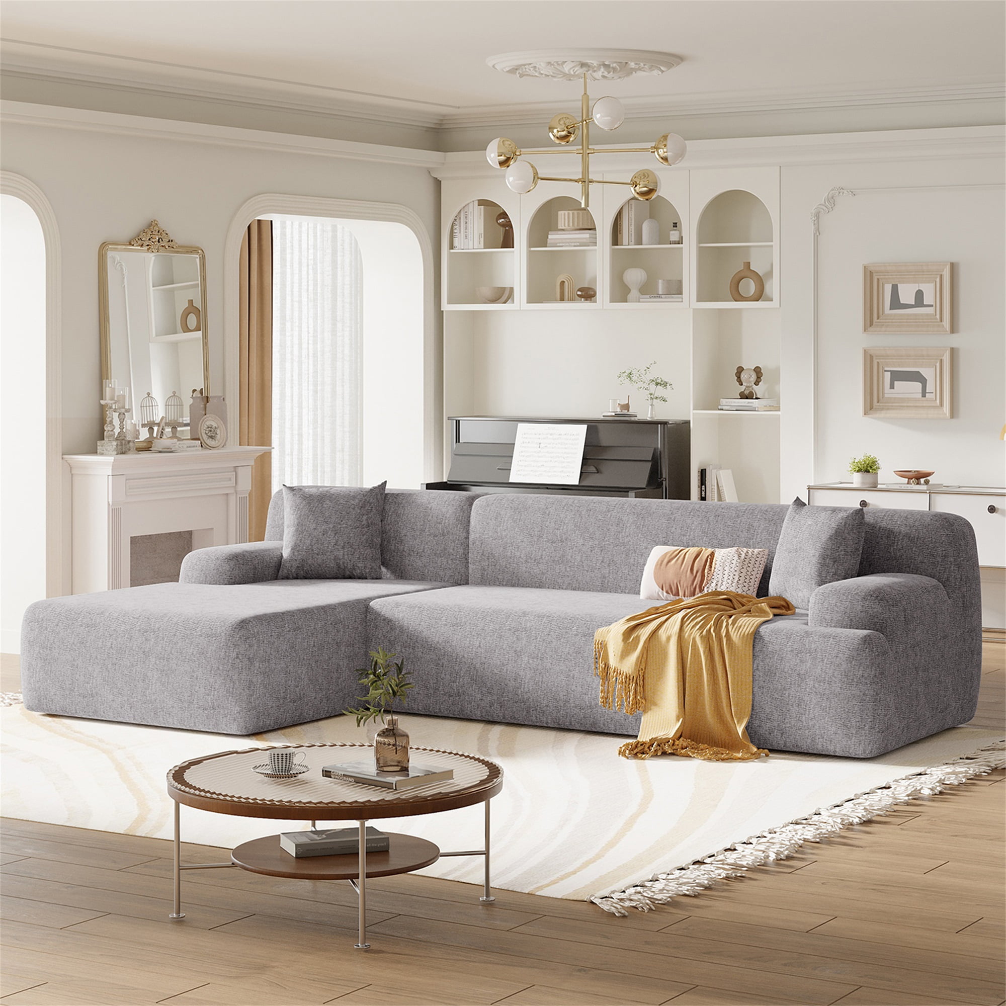 Spaco 27" L Shaped Deep Seat Modern Convertible Sectional Sofa with Modular Couch with Reversible Chaise for Living Room, Gray Spaco 27" L Shaped Deep Seat Modern Convertible Sectional Sofa with Modular Couch with Reversible Chaise for Living Room, Gray