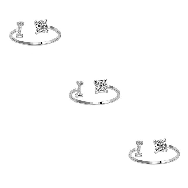 Guardurnaity Anillo abierto con letras mayúsculas, anillos de compromiso elegantes para mujer, joyería de oficina para interiores y exteriores, Type1 NO1