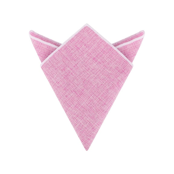INSPIRE CHIC Men's Pocket Square Linen Textured Solid Color Woven Handkerchiefs with Trim Pink One Size
