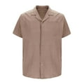 thumbnail image 5 of Men's Linen Shirts Short Sleeve Button Down Untucked Dress Shirt Lightweight Camp Collared Summer Beach Wedding Tops Khaki XL, 5 of 6