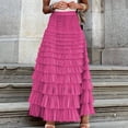 thumbnail image 5 of Womens Long Tulle Skirt A Line Ruffle Tiered Layered Skirts High Waisted Flowy Fairy Tutu Maxi Skirts, 5 of 8