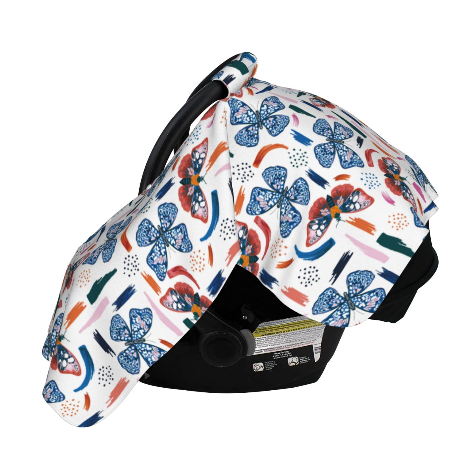 Naloa Retro Butterfly Baby Car Seat Cover, Breathable Baby Carrier Cover, Multiuse Baby Carrier Cover & Nursing Breastfeeding Cover