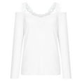 thumbnail image 4 of Women's V-Neck Spring Tops Dressy Casual Long Sleeve Lace Patchwork Solid Elegant Trendy Blouse Women Clothing, 4 of 5