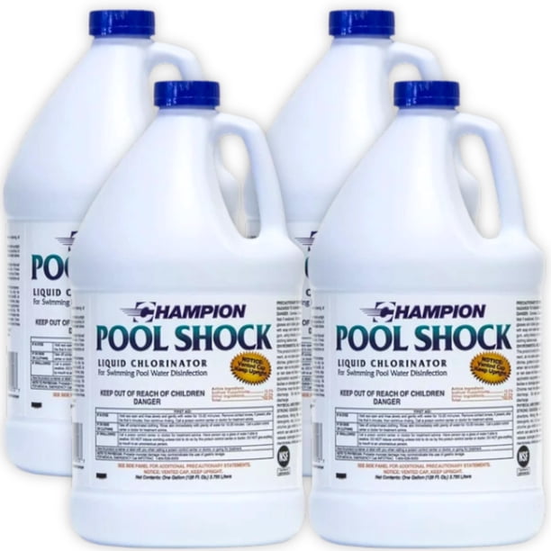 Cloro líquido EZ POOLS Champion para piscina, 4 litros (paquete de 4)