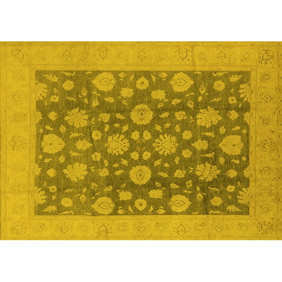 Ahgly Company Indoor Rectangle Oriental Yellow Traditional Area Rugs, 7' x 9'