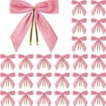 thumbnail image 2 of 24pcs Pre Tied Bows Velvet Ribbon Bows Classic Christmas Tree Hanging Decorations DIY Wreath Gift Bows/ Christmas Tree Hanging Decoration Bow Pink, 2 of 7