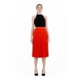 thumbnail image 4 of Coral Pleated Skirt High Waist Elastic Waist Band Midi Skirt, 4 of 5