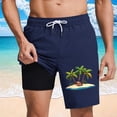 thumbnail image 2 of Mens Hawaii Swimming Trunks Drawstring Elastic Waist Swim Shorts Coconut Tree Pattern Shorts With Compression Liner Casual Vacation Swim Trunks 2026, 2 of 6