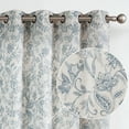 thumbnail image 1 of Lazzzy Farmhouse Linen Curtains for Living Room Floral Print Semi Sheer Window Curtains for Bedroom Grommet Top 2 Panels Blue on Beige W50 x L96, 1 of 7