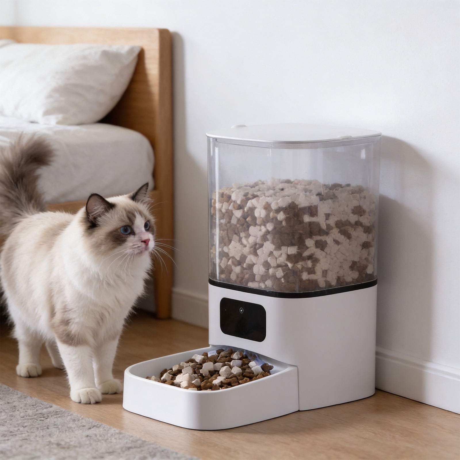 Automatic Cat Dog Feeder 6L Smart Pet Food Dispenser with Timer, Portion Control, Remote App Feeding, Voice and Video